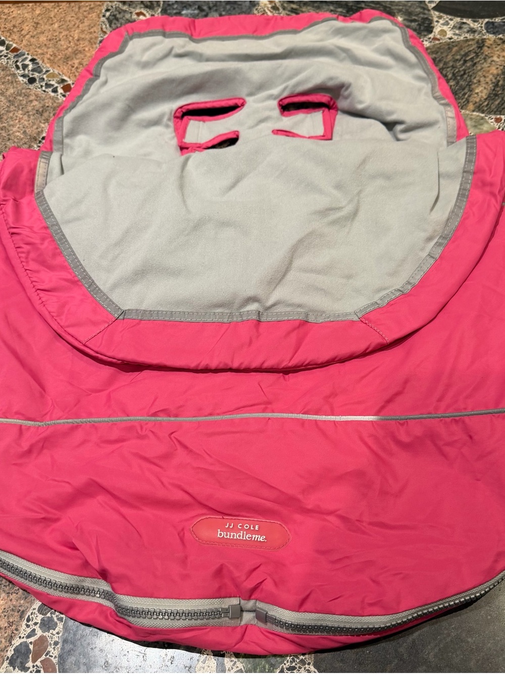 JJ Cole Pink Infant Footmuff with Gray Lining for car seat/stroller seat
